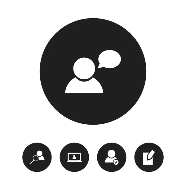 Set van 5 bewerkbare Internet iconen. Bevat symbolen zoals goedkeuren gebruiker, denken Man, Account en meer. Kan worden gebruikt voor Web, Mobile, Ui en Infographic Design. — Stockvector