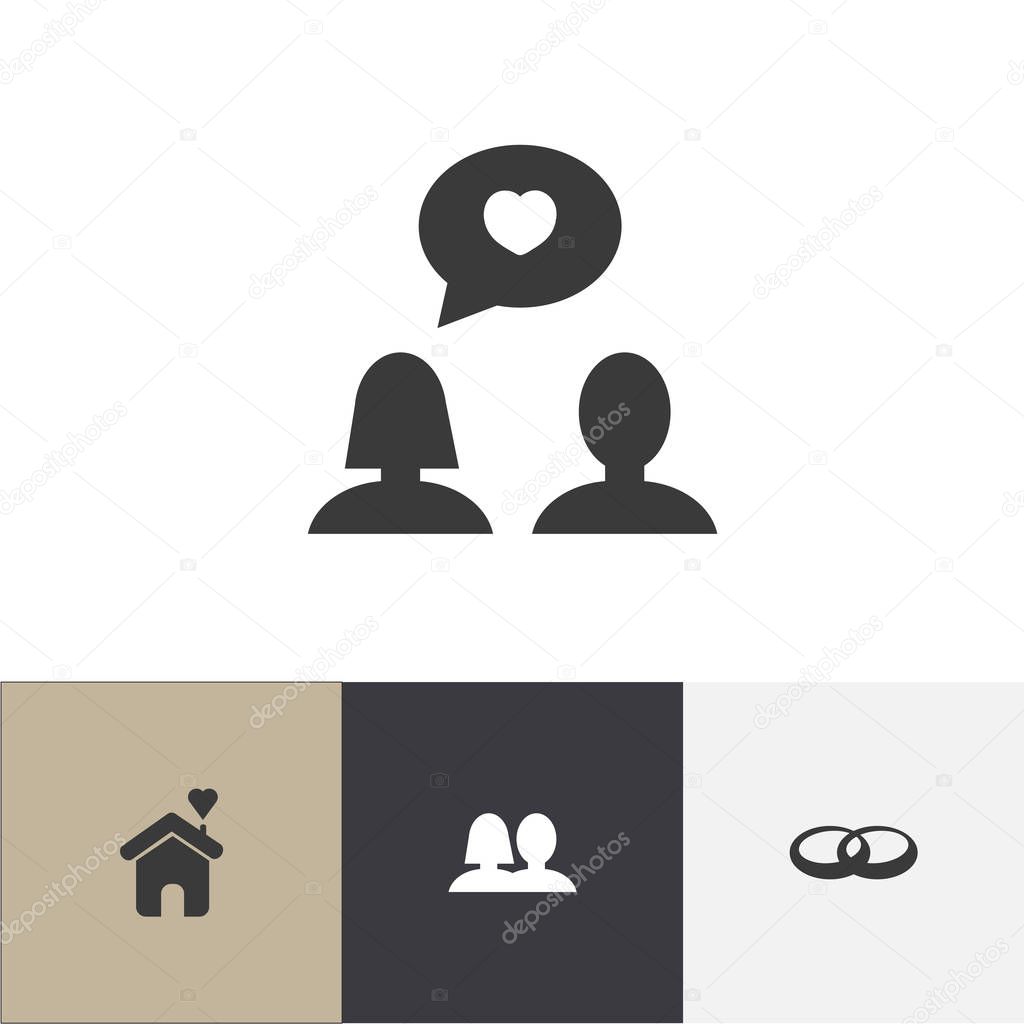 Set Of 4 Editable Heart Icons. Includes Symbols Such As Wedlock, Matrimony, Wedding And More. Can Be Used For Web, Mobile, UI And Infographic Design.