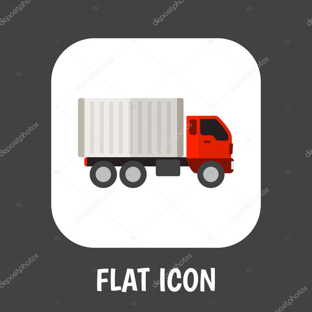 Vector Illustration Of Vehicle Symbol On Delivery Flat Icon. Premium Quality Isolated Shipping Element In Trendy Flat Style.