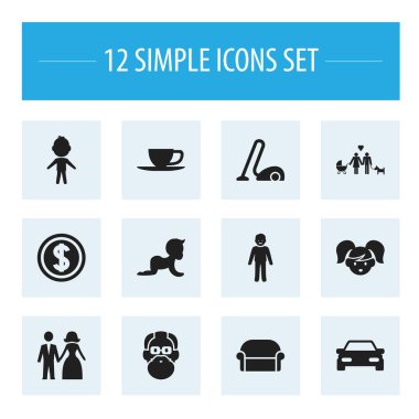 12 düzenlenebilir yakınları simgeler kümesi. Dolar, çay, çocuk ve daha fazlası gibi simgeler içerir. Web, mobil, UI ve Infographic tasarımı için kullanılabilir.