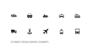 10 düzenlenebilir sevk irsaliyesi simgeler kümesi. Gemi, otobüs, taksi ve daha fazlası gibi simgeler içerir. Web, mobil, UI ve Infographic tasarımı için kullanılabilir.