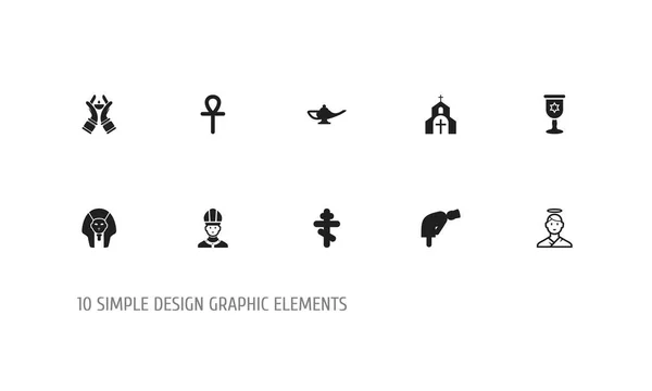 Uppsättning av 10 redigerbara Dyne ikoner. Innehåller symboler som till exempel Christian, ljusstake, ortodoxa Symbol. Kan användas för webb-, mobil-, Ui- och Infographic Design. — Stock vektor