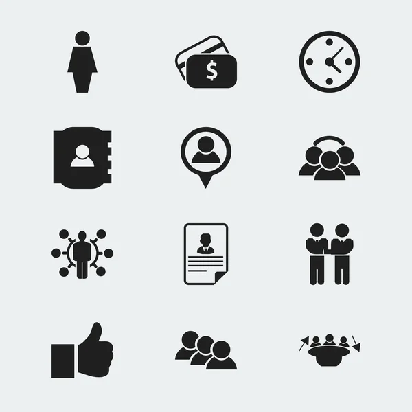 Ensemble de 12 icônes d'emploi modifiables. Comprend des symboles tels que l'unité, le paiement et plus encore. Peut être utilisé pour le Web, mobile, interface utilisateur et infographie . — Image vectorielle