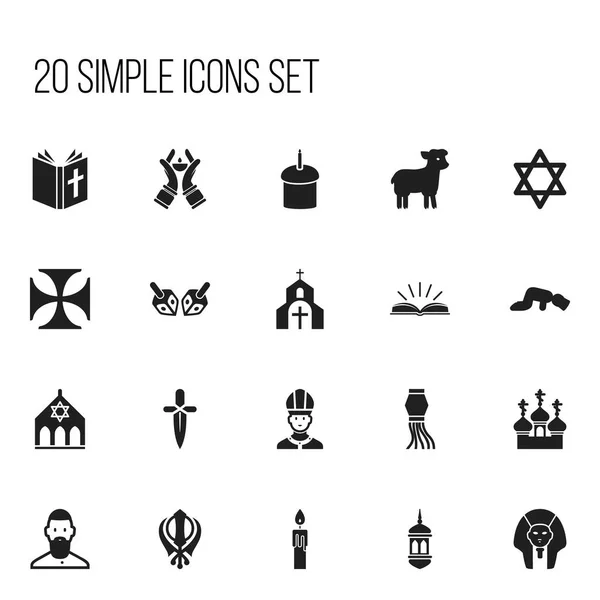 Uppsättning av 20 redigerbara Dyne ikoner. Innehåller symboler som kristen, Sajdah, kyrkan och mycket mer. Kan användas för webb-, mobil-, Ui- och Infographic Design. — Stock vektor