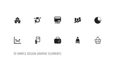 10 düzenlenebilir mantıksal simgeler kümesi. Tablet analiz, kredi kartı, daire diyagram ve daha fazlası gibi simgeler içerir. Web, mobil, UI ve Infographic tasarımı için kullanılabilir.