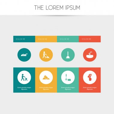 8 düzenlenebilir Temizleme simgeler kümesi. Bulaşık yıkama, kapıcı, süpürme ve daha fazlası gibi simgeler içerir. Web, mobil, UI ve Infographic tasarımı için kullanılabilir.