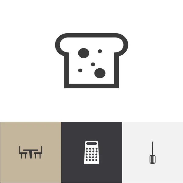 Набір з 4 редаговані кухні іконок. Включає в себе символи, такі як тертці, кухня Лопата, багет і багато іншого. Може використовуватися для веб, мобільні, призначеного для користувача інтерфейсу і інфографіки дизайн. — стоковий вектор