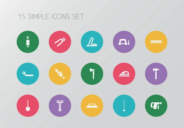 Conjunto de 15 iconos de aparatos editables. Incluye símbolos como pinzas, hummer, flotador y más. Se puede utilizar para diseño web, móvil, IU e infografía . — Archivo Imágenes Vectoriales