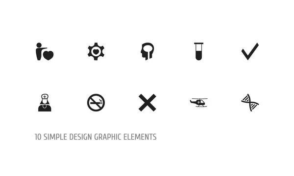 Uppsättning av 10 redigerbara hälsa ikoner. Innehåller symboler som intelligens, ingen kontroll, sluta rök och mer. Kan användas för webb-, mobil-, Ui och infographic design. — Stock vektor