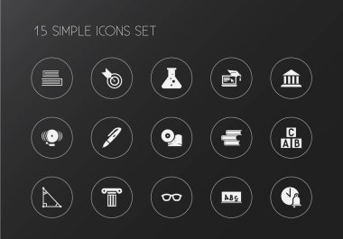 15 düzenlenebilir bilim simgeler kümesi. B c blok, eğitim bilgisayar ve ders gibi simgeler içerir. Web, mobil, UI ve Infographic tasarım için kullanılabilir.