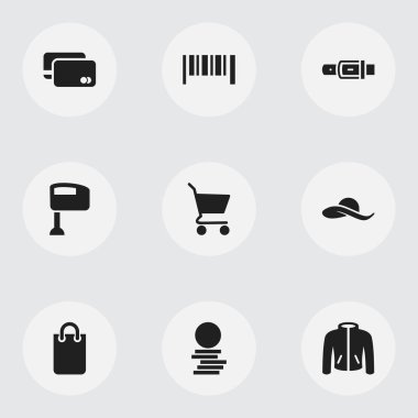 9 düzenlenebilir ticaret simgeler kümesi. Heyecan, kayış, giyim ve daha fazlası gibi simgeler içerir. Web, mobil, UI ve Infographic tasarım için kullanılabilir.