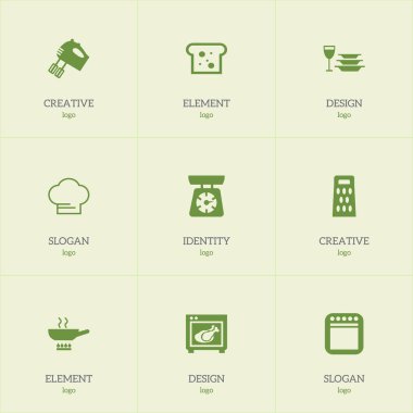 9 düzenlenebilir pişirme simgeler kümesi. Kap, Dilimleyici ve hob pişirme gibi simgeler içerir. Web, mobil, UI ve Infographic tasarım için kullanılabilir.