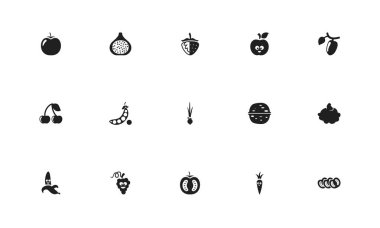 15 düzenlenebilir tencere simgeler kümesi. Aşk elması, goji, sebze ve daha fazlası gibi simgeler içerir. Web, mobil, UI ve Infographic tasarım için kullanılabilir.