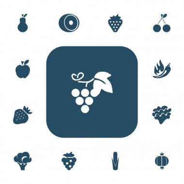 13 düzenlenebilir tatlı simgeler kümesi. Ekşi kiraz, üzüm, berry ve daha fazlası gibi simgeler içerir. Web, mobil, UI ve Infographic tasarım için kullanılabilir.