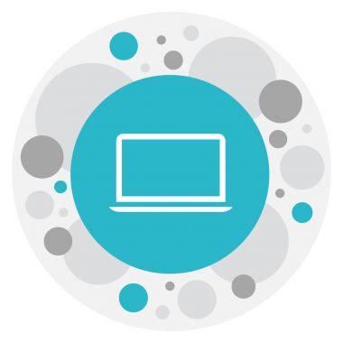 Araç simgesinin üstünde laptop kutsal kişilerin resmi vektör resmi. Premium Kalite izole defter öğesinde trendy düz stil.