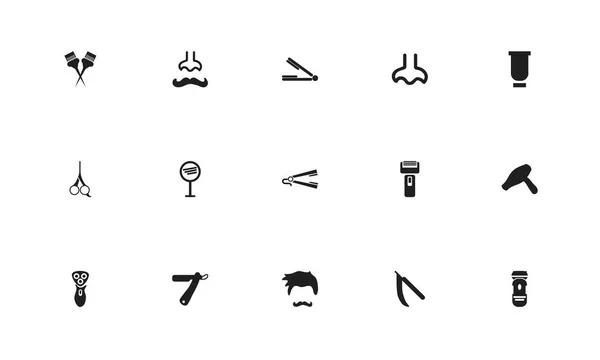 Set di 15 icone parrucchiere modificabili. Include simboli come essiccatore, strumenti di pittura, elegante e altro ancora. Può essere utilizzato per la progettazione web, mobile, UI e infografica . — Vettoriale Stock