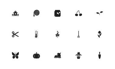 15 düzenlenebilir tarım simgeler kümesi. Büyüme, budayıcı, saksı ve daha fazlası gibi simgeler içerir. Web, mobil, UI ve Infographic tasarım için kullanılabilir.