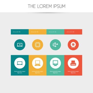 8 düzenlenebilir defter simgeler kümesi. Laptop, ekran, ekran ve daha fazlası gibi simgeler içerir. Web, mobil, UI ve Infographic tasarım için kullanılabilir.