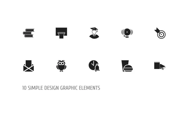 Uppsättning av 10 redigerbara utbildning ikoner. Innehåller symboler såsom basket, ring, kuvert och mer. Kan användas för webb-, mobil-, Ui och infographic design. — Stock vektor