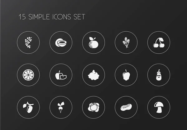 Conjunto de 15 ícones de cozinha editáveis. Inclui símbolos como cogumelo, endro, rabanete e muito mais. Pode ser usado para web, mobile, UI e design infográfico . — Vetor de Stock