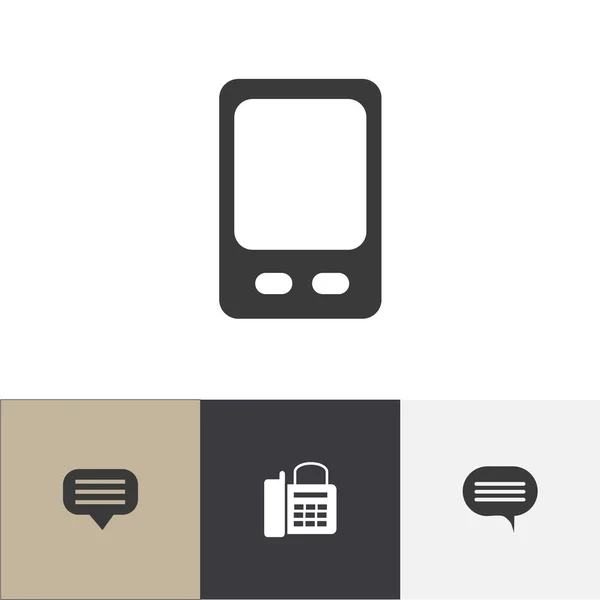 Conjunto de 4 iconos de teléfono editables. Incluye símbolos como móvil, foro, teléfono de oficina y más. Se puede utilizar para diseño web, móvil, IU e infografía . — Vector de stock