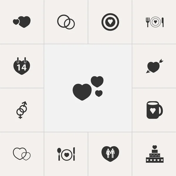 Satz von 13 editierbaren Passion Icons. beinhaltet Symbole wie Geschlecht, Romantik, Seele und mehr. kann für Web-, Mobil-, UI- und Infografik-Design verwendet werden. — Stockvektor
