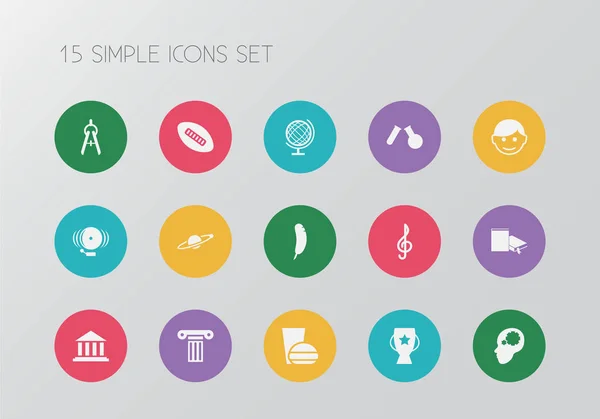Conjunto de 15 iconos científicos editables. Incluye símbolos como esfera, estudiante, campeonato y más. Se puede utilizar para diseño web, móvil, IU e infografía . — Archivo Imágenes Vectoriales