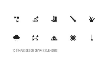 10 düzenlenebilir dikim simgeler kümesi. El testeresi, tıbbi bitki, üreme gibi simgeler içerir. Web, mobil, UI ve Infographic tasarım için kullanılabilir.