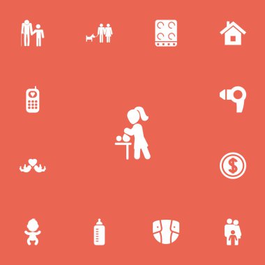 13 düzenlenebilir yakınları simgeler kümesi. Çift, besleyici, büyükbaba gibi simgeler içerir. Web, mobil, UI ve Infographic tasarım için kullanılabilir.