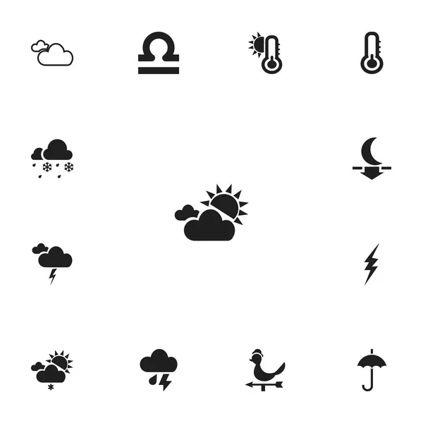 Σύνολο 13 επεξεργάσιμο αέρα εικονίδια. Περιλαμβάνει σύμβολα όπως η τρέχουσα σοκ, βροχή, ομίχλη φως του ήλιου και περισσότερο. Μπορεί να χρησιμοποιηθεί για web, mobile, σχεδιασμό Ui και infographic. — Διανυσματικό Αρχείο