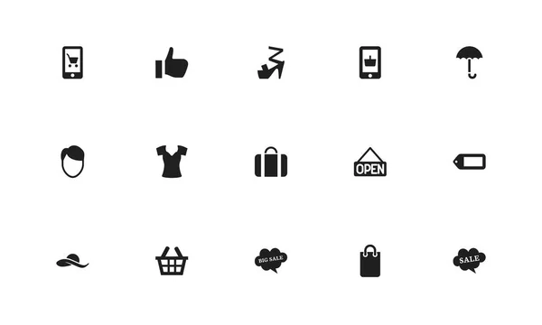 Conjunto de 15 iconos de negocio editables. Incluye símbolos como nube con texto, cara de hombre, bolso. Se puede utilizar para diseño web, móvil, IU e infografía . — Archivo Imágenes Vectoriales