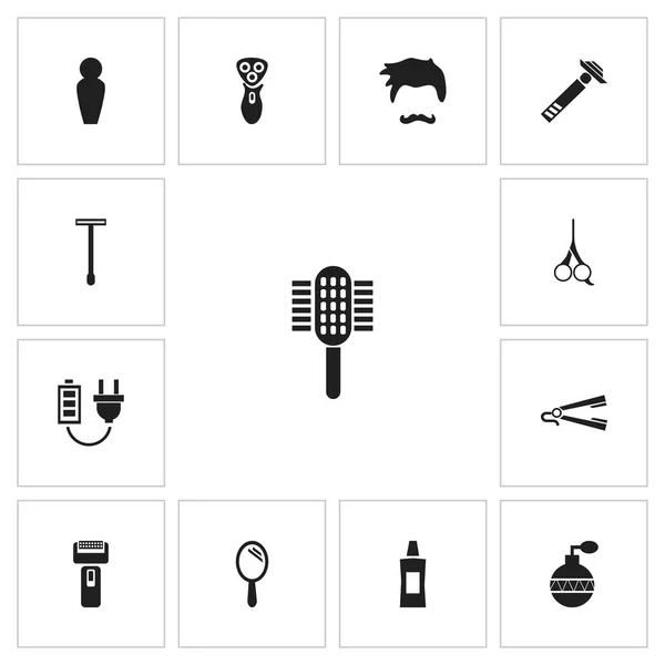 Набор из 13 редактируемых икон парикмахерской. Включает такие символы, как стильный, дезодорант, ножницы и многое другое. Может использоваться для веб, мобильного, пользовательского и инфографического дизайна . — стоковый вектор