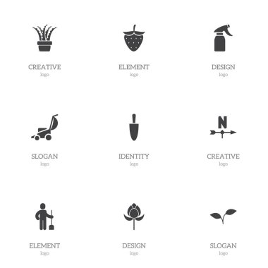 9 düzenlenebilir dikim simgeler kümesi. Kürek, fide, kazıcı insan ve daha fazlası gibi simgeler içerir. Web, mobil, UI ve Infographic tasarım için kullanılabilir.