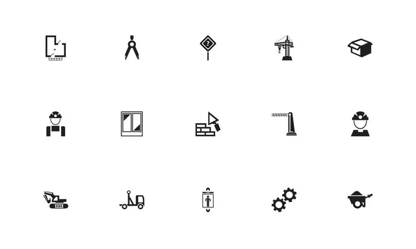 Set of 15 editable structure icons. Includes symbols such as hoisting machine, pickup, package and more. Can be used for web, mobile, UI and infographic design. — Stock Vector