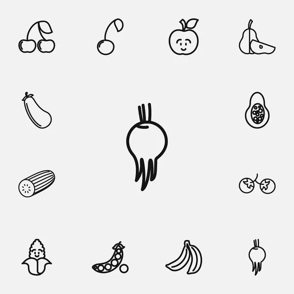 Set de 12 iconos de cocina editables estilo línea. Incluye símbolos como la pieza de pera, baya, morello y más. Se puede utilizar para diseño web, móvil, IU e infografía . — Vector de stock