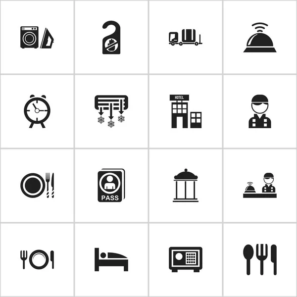 Conjunto de 16 iconos de plaza editables. Incluye símbolos como aire acondicionado, entrada, pasaporte y más. Se puede utilizar para diseño web, móvil, IU e infografía . — Foto de Stock