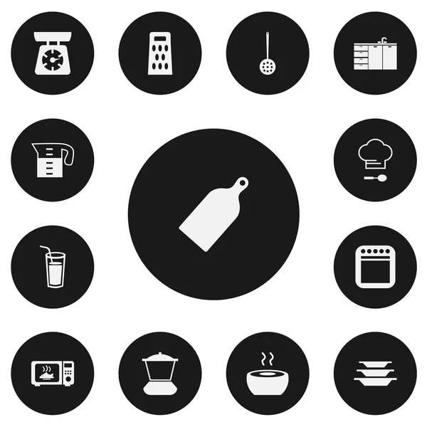 Set van 13 bewerkbare koken iconen. Bevat symbolen zoals kachel, cocktail, skimmer en meer. Kan worden gebruikt voor web, mobiel, ontwerp Ui en infographic. — Stockfoto