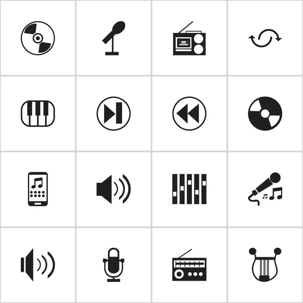 Conjunto de 16 ícones de som editáveis. Inclui símbolos como playlist móvel, rádio, microfone e muito mais. Pode ser usado para web, mobile, UI e design infográfico . —  Vetores de Stock