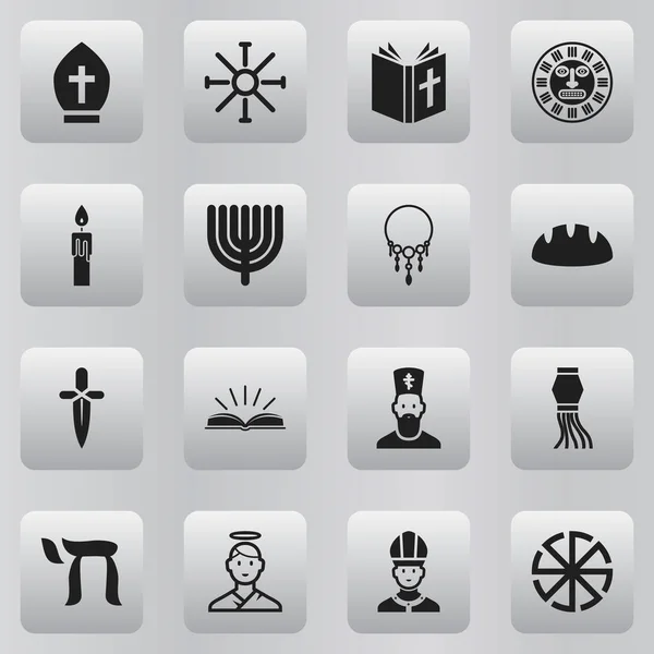 Set van 16 bewerkbare dyne iconen. Bevat symbolen zoals brood, ketting, chinese lantern en meer. Kan worden gebruikt voor web, mobiel, ontwerp Ui en infographic. — Stockvector