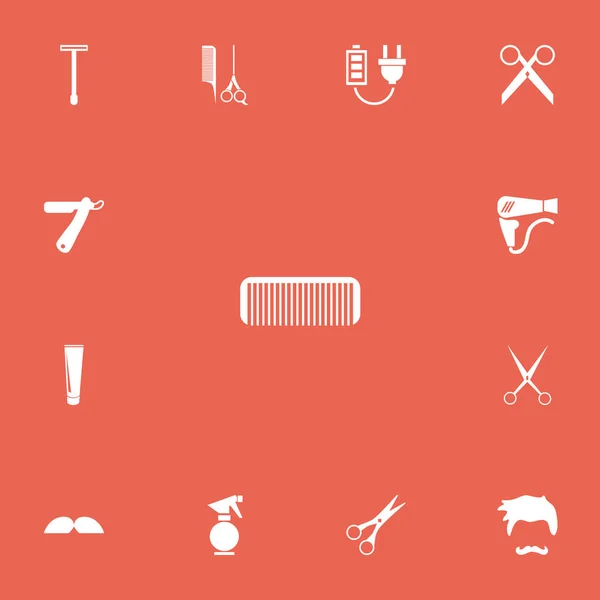Set di 13 icone parrucchiere modificabili. Include simboli come flusso d'aria, lama, pinze e altro ancora. Può essere utilizzato per la progettazione web, mobile, UI e infografica . — Foto Stock