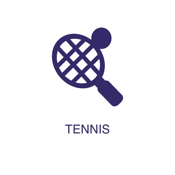 Elemento de tênis em estilo simples plano sobre fundo branco. Ícone de tênis, com modelo de conceito de nome de texto — Vetor de Stock