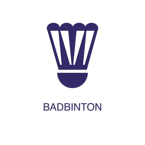 Badminton-Element in flachem, schlichten Stil auf weißem Hintergrund. Badminton-Symbol, mit Textvorlage für Konzeptvorlagen — Stockvektor