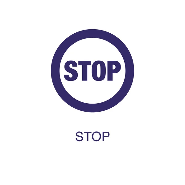 Stop-Element in flachem, schlichten Stil auf weißem Hintergrund. Stop-Symbol, mit Textnamensvorlage — Stockvektor
