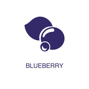 Böğürtlen ögesi beyaz arkaplanda düz basit bir şekilde. Metin isimli konsept şablonlu yaban mersini simgesi