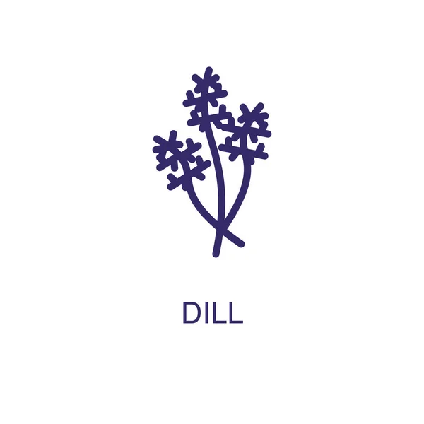 Dill-Element in flachem, schlichten Stil auf weißem Hintergrund. Dill-Symbol, mit Textvorlage für Konzept-Namen — Stockvektor