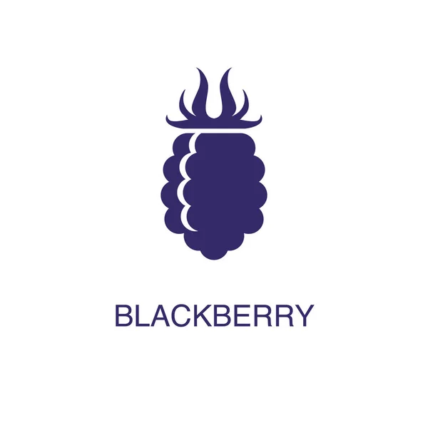 Elemento Blackberry en estilo plano simple sobre fondo blanco. Icono de Blackberry, con plantilla de concepto de nombre de texto — Vector de stock