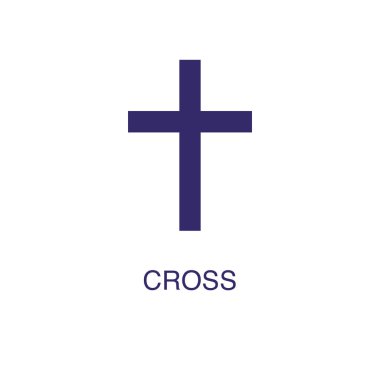 Beyaz arkaplanda düz basit bir şekilde çapraz öge. Metin adı konsept şablonuna sahip çapraz simge