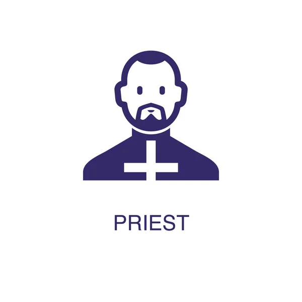 Élément sacerdotal en style plat et simple sur fond blanc. icône prêtre, avec modèle de concept de nom de texte — Image vectorielle