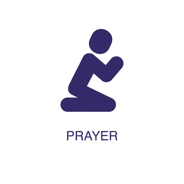 Élément de prière dans un style simple plat sur fond blanc. icône de prière, avec modèle de concept de nom de texte — Image vectorielle