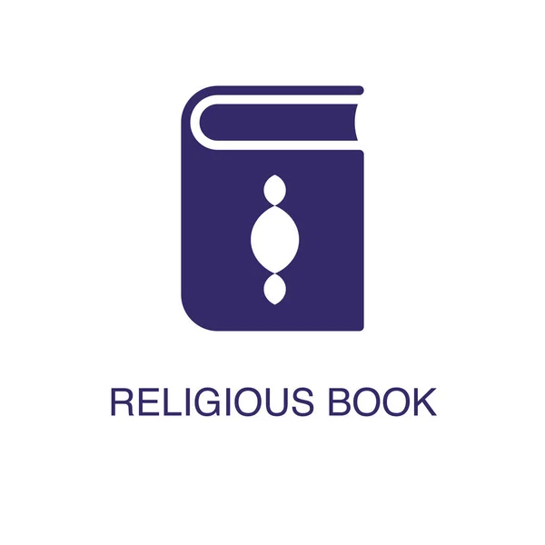 Elemento de livro religioso em estilo simples plana sobre fundo branco. Ícone de livro religioso, com modelo de conceito de nome de texto — Vetor de Stock